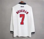 1998 England World Cup Home Retro Jersey Long Sleeve #7 BACKHAM #20 OWEN