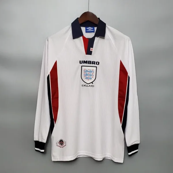 1998 England World Cup Home Retro Jersey Long Sleeve #7 BACKHAM #20 OWEN