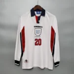 1998 England World Cup Home Retro Jersey Long Sleeve #7 BACKHAM #20 OWEN