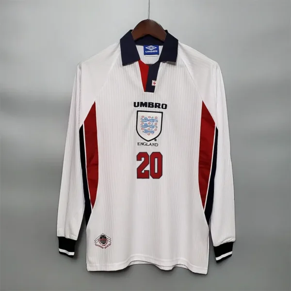 1998 England World Cup Home Retro Jersey Long Sleeve #7 BACKHAM #20 OWEN